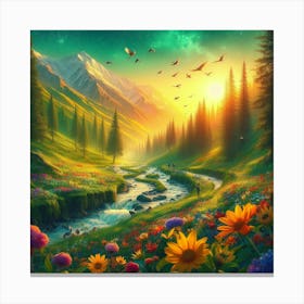 Beautiful Sunrise In The Mountains Canvas Print