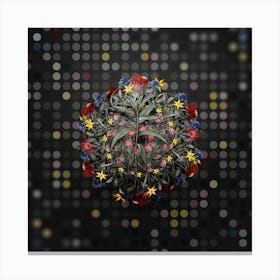 Vintage Dayflower Flower Wreath on Dot Bokeh Pattern n.0772 Canvas Print