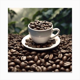 Coffee Cup On Coffee Beans 18 Canvas Print