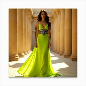 Lime Green Evening Gown Canvas Print