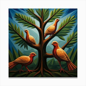 Doves In The Tree 3 Canvas Print