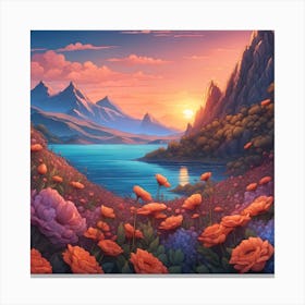 Poppies At Sunset Canvas Print