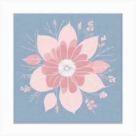 A White And Pink Flower In Minimalist Style Square Composition 293 Canvas Print