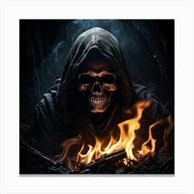 Grim Reapers Skull Plunged Into A Hole Of Bleak Darkness Where Not Even The Dimmest Light Infiltr Canvas Print