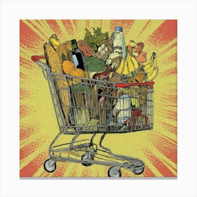 Shopping Cart Full Of Food 1 Canvas Print