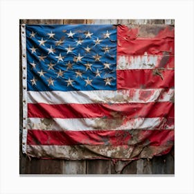 An Aging American Flag Crushed Lightly At The Corners Worn Yet Radiant Against The Passage Of Time (3) Canvas Print