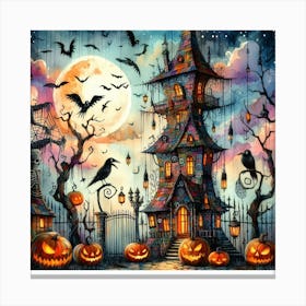 Haunted House Crooked Halloween 2 Canvas Print