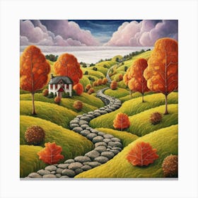 The Winding Road Home. In the middle of the meadows 5 Canvas Print