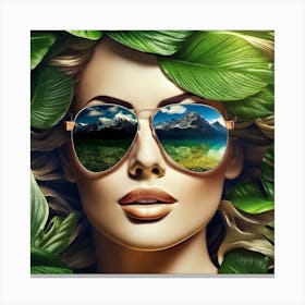 Woman Wearing Sunglasses Canvas Print