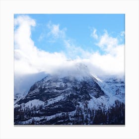 Mountain Peak Top Snow Fog Sky Wallpaper 1024x1024 Canvas Print