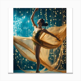 Ballet Dancer In Golden Dress Canvas Print