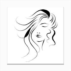 Abstract Line Portrait Of A Woman Canvas Print