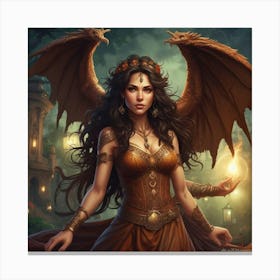 Demon Dragon Woman Canvas Print