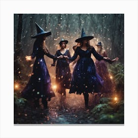 Witch coven In The Forest Canvas Print