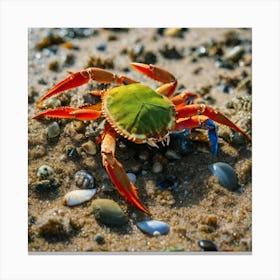 Red Crab On The Beach Canvas Print