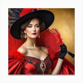Victorian Woman In Red Dress 10 Canvas Print