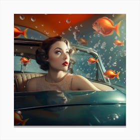 Woman In A Car 1 Canvas Print