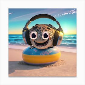 Little Monster With Headphones Canvas Print