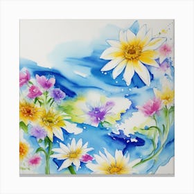 Daisies In The Water Canvas Print