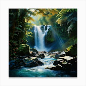 Watercolor Owharoa Falls Studio Photography Complex Details High Detail Canvas Print