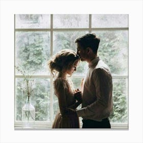 Couple In Front Of Window Canvas Print