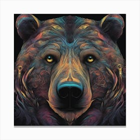 Mesmerizing Bear With Luminous Eyes On A Profound Black Background Canvas Print