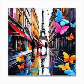 Paris With Butterflies Canvas Print