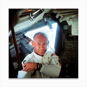 An Interior View Of Astronaut Edwin Aldrin Jr Canvas Print
