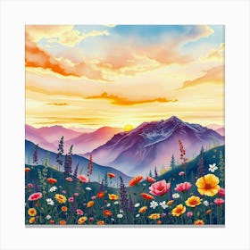 Landscape With Flowers Canvas Print