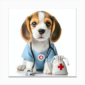 Beagle Dog With Stethoscope~Reimagined Canvas Print