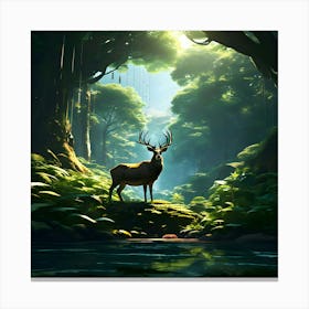 Deer In The Forest 4 Canvas Print