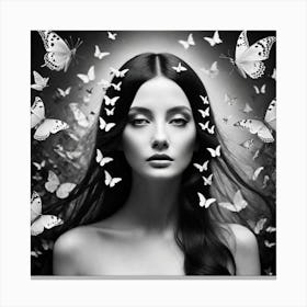 Girl With Butterflies Canvas Print