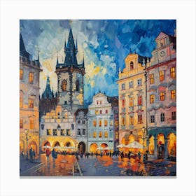 Prague At Night Canvas Print