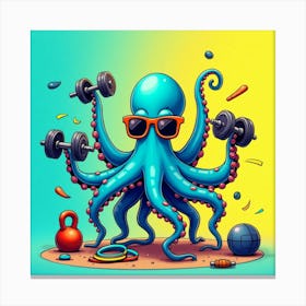 Flux Dev A Whimsical Illustration Of An Octopus Wearing A Pair 2 Canvas Print