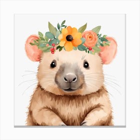 Floral Baby Wombat Nursery Illustration (15) Canvas Print