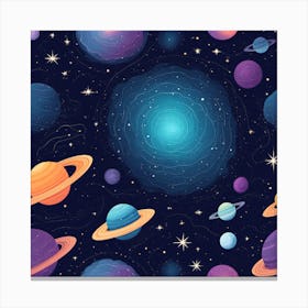 Planets Seamless Pattern Canvas Print