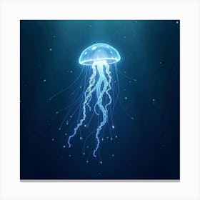 A Whimsical Jellyfish With Tendrils Of Cascading, Bioluminescent Light Drifting Through A Dreamlike Ocean Canvas Print