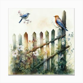 Birds On A Fence Canvas Print