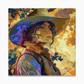 Cowgirl In Cowboy Hat Canvas Print