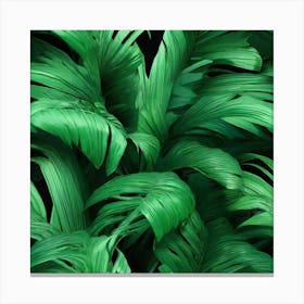 Aesthetic style, Green waves of palm leaf 5 Canvas Print