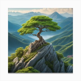 Tree On Top Of Mountain 9 Canvas Print