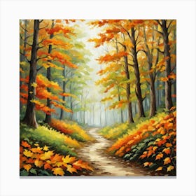 Forest In Autumn In Minimalist Style Square Composition 275 Canvas Print