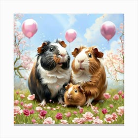 Guinea Pig Family Celebration Canvas Print