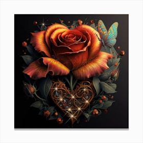 Heart and beautiful red rose 2 Canvas Print