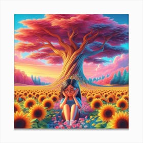 Sunflower Girl 3 Canvas Print