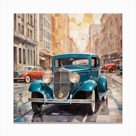 Classic Cars In The City Canvas Print