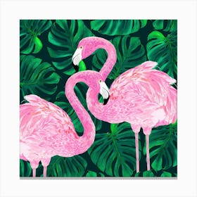 Flamingos Square Canvas Print