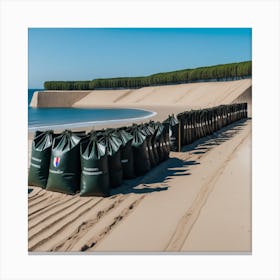 Sand Bags On The Beach 1 Canvas Print