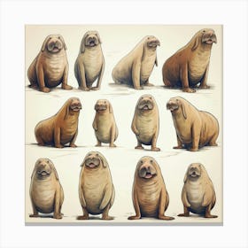 Walruses Cartoon 1 Leinwandbild