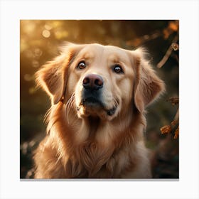 Golden Retriever Dog In The Forest 1 Canvas Print